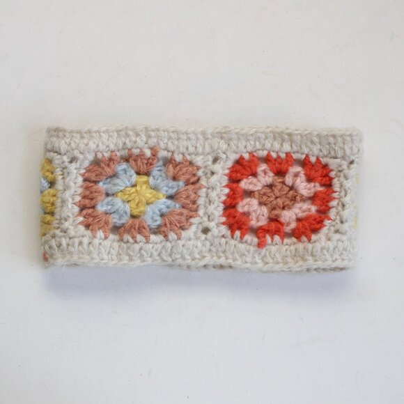 Wild Fable Cream Multicolor Crochet Granny Square Winter Ear Warmer Headband - Picture 2 of 4